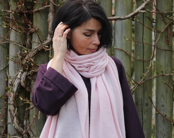 Pure Cashmere wrap for women in soft pink ,  Cashmere oversized shawl, Cashmere travel  blanket scarf, Pashmina shawl, Bridal pink shawl