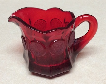 Vintage Fostoria Ruby Red Coin Glass Creamer