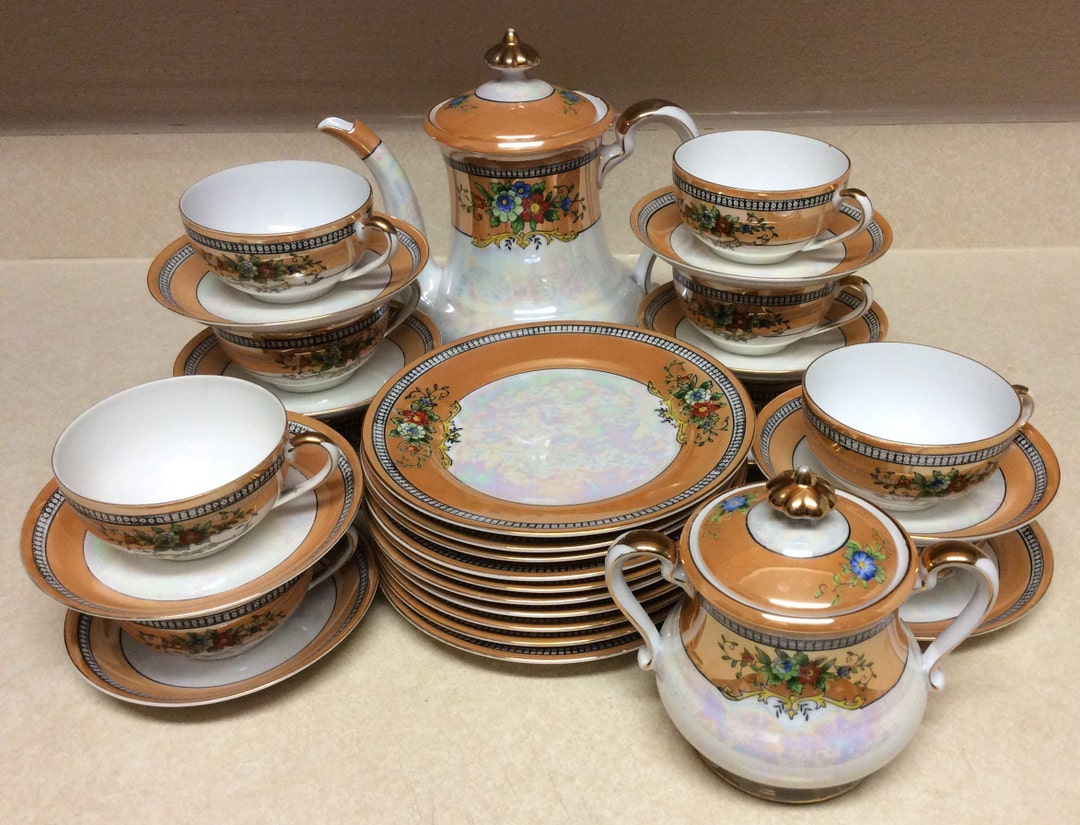 Noritake Morimura Lusteware Hand Painted Tea Set of 33 Pieces