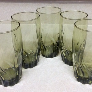 Anchor Hocking Central Park Pattern Ivy Green Water Goblets Set Of 5