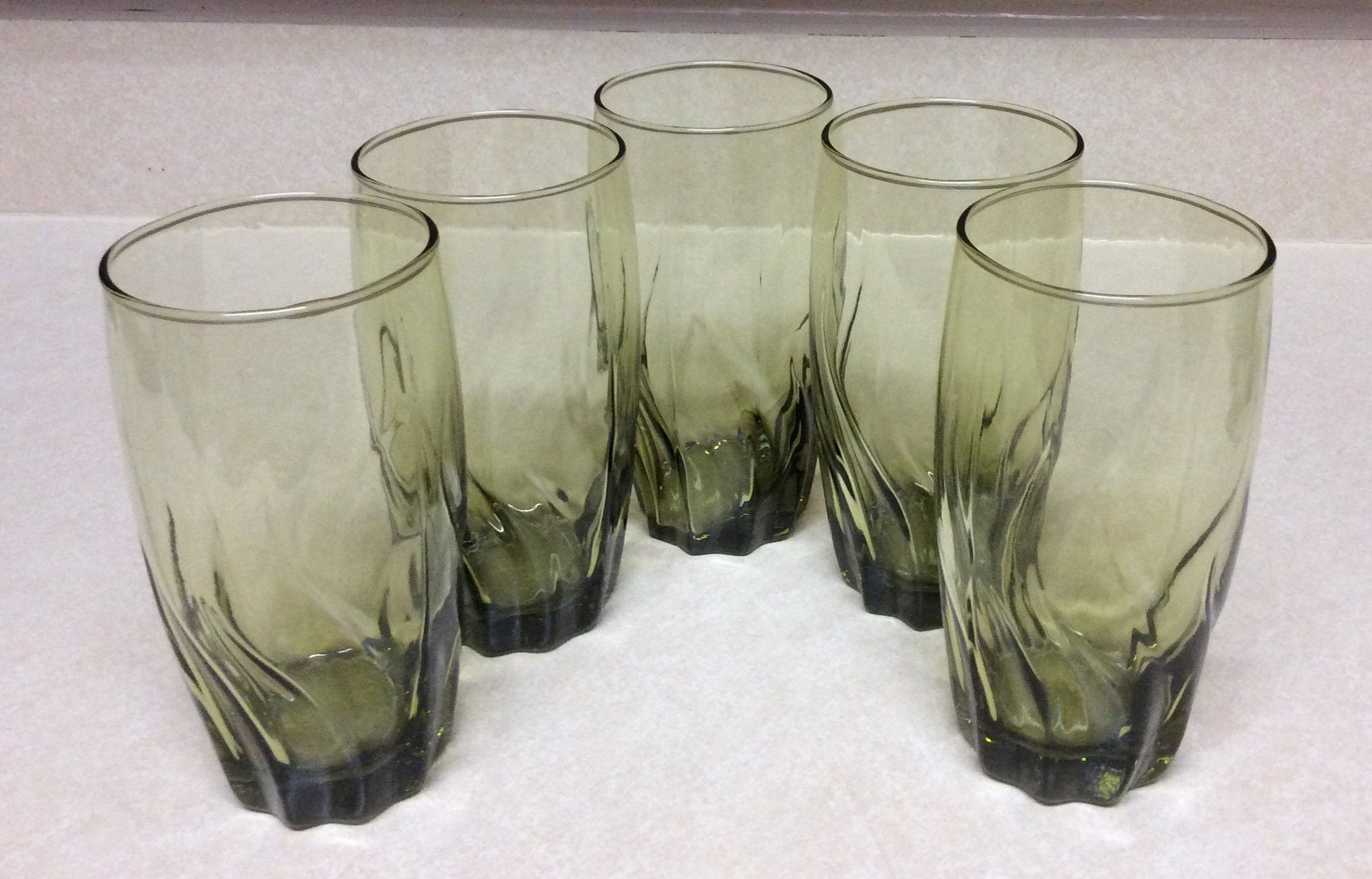 Vintage 1950s Green Ivy Drinking Glasses Set of 8 Tumblers Cottagecore  Kitchen Decor Anchorglass Water Glasses NOS 