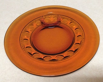 Indiana Glass Company Kings Crown Thumbprint Amber Luncheon/Snack Plate - Talerz wymienny