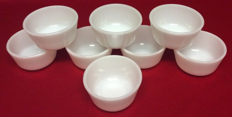 Anchor Hocking Fire King Milk Glass Custard Cups Bowls Set Of 8