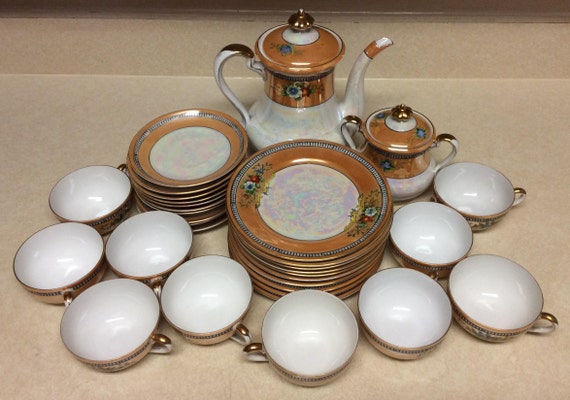 Noritake Morimura Lusteware Hand Painted Tea Set of 33 Pieces