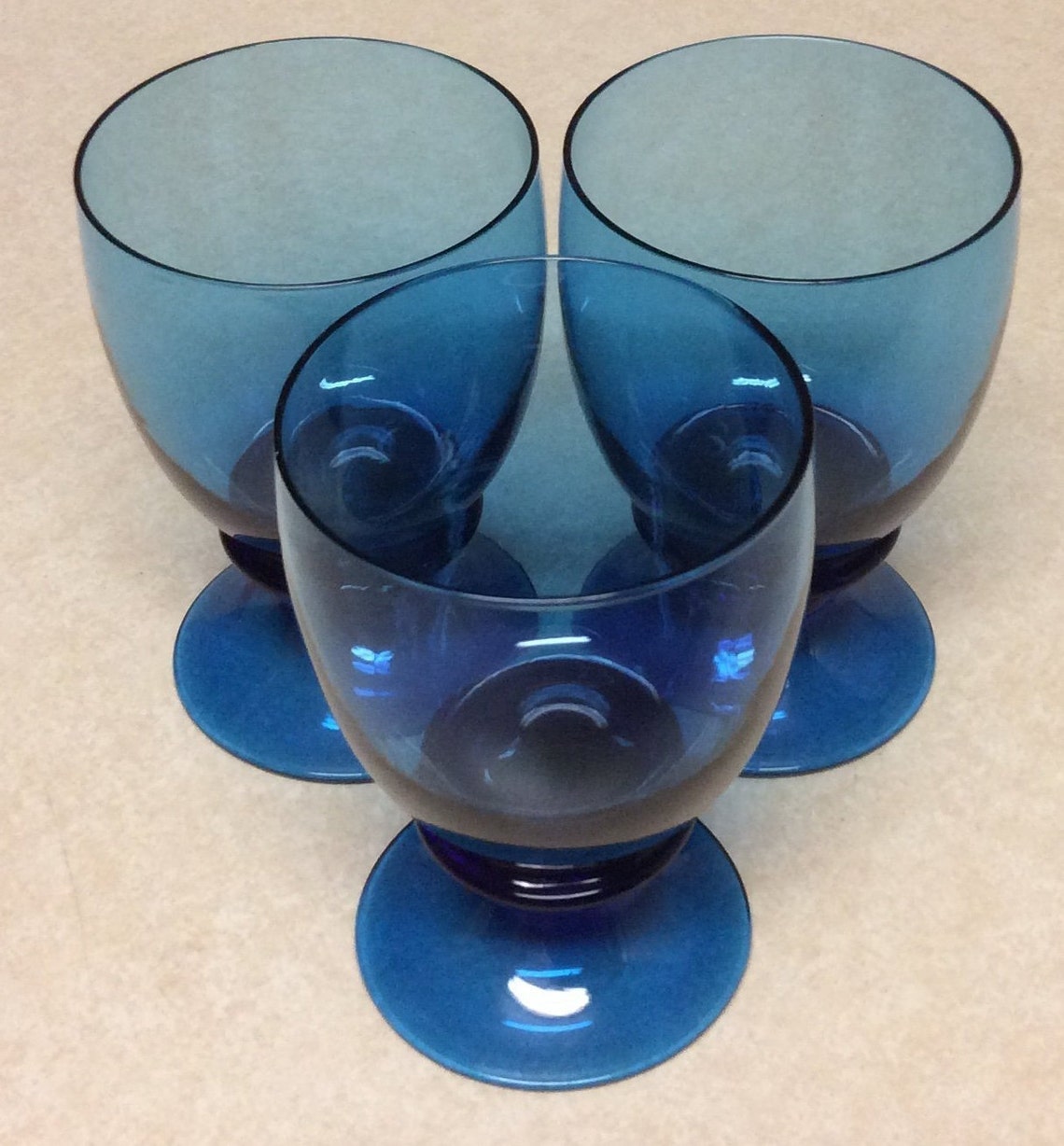 Vintage Orrefors Blue Swedish Crystal Footed Water Glasses Set Etsy