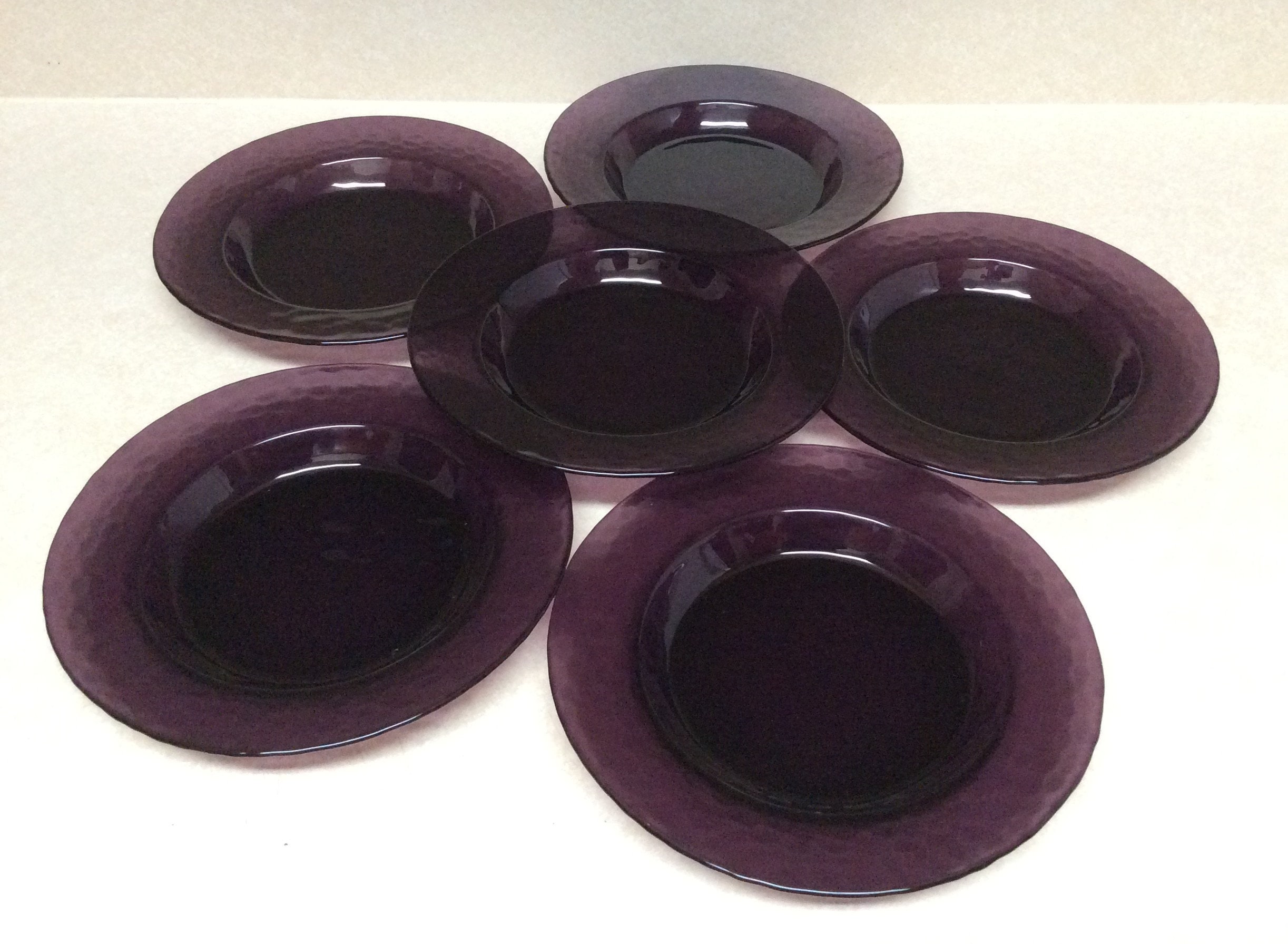 purple glass dishes