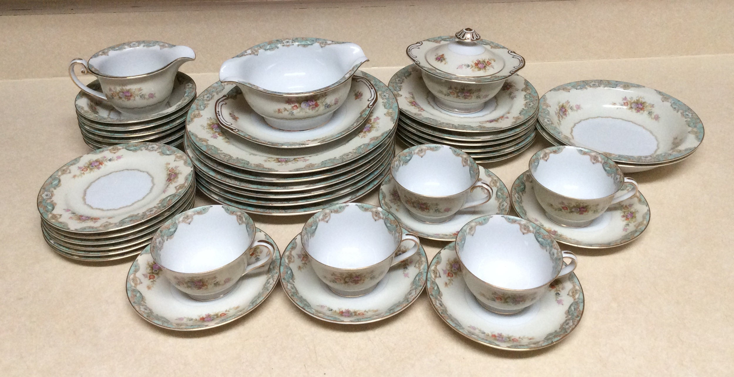 Vintage Jyoto China Japan Fairmont Pattern Ceramic Dinner Set Made