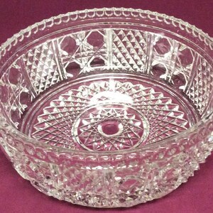 Amercan Brilliant Period Cut Crystal Clear Glass Serving Bowl