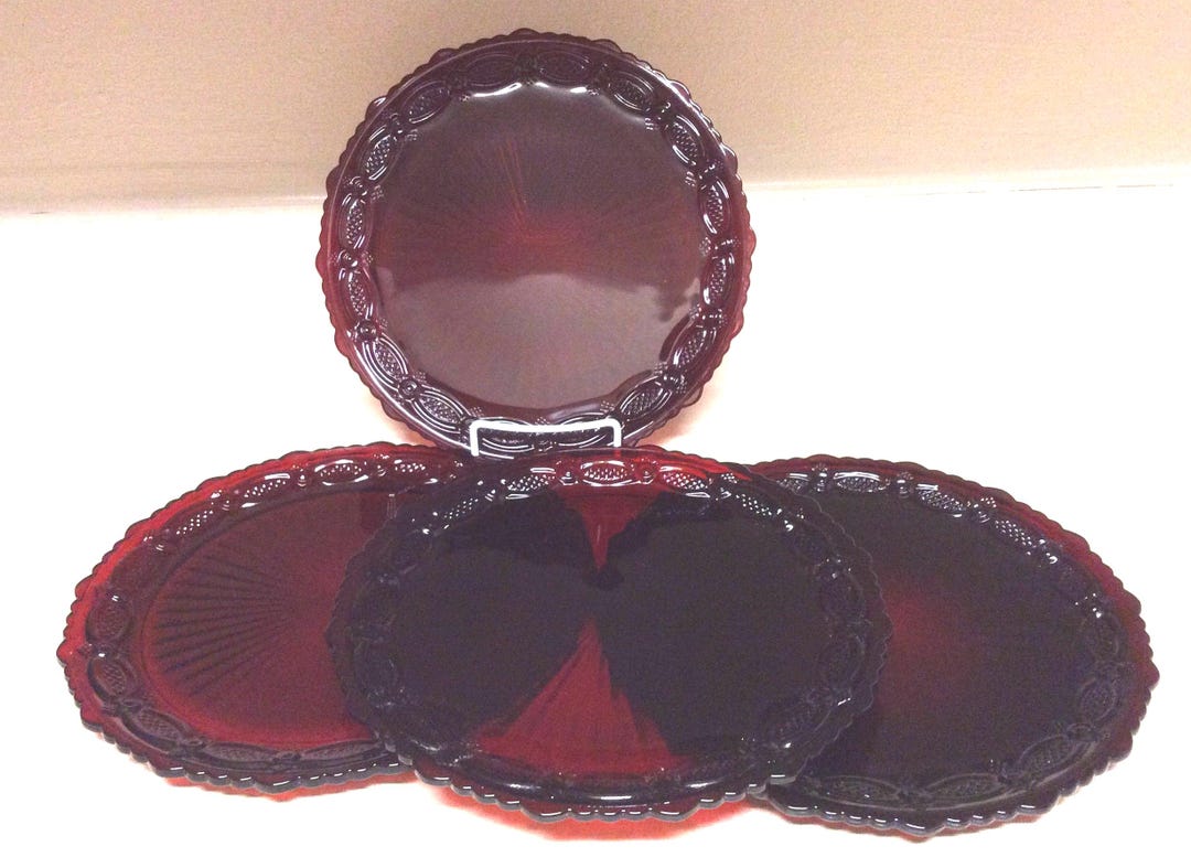 Avon 1876 Cape Cod Ruby Red Collection Glass Dinner Plates Set of 4 - Etsy