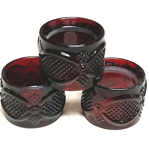 Vintage Avon Cape Cod Ruby Red Napkin Rings, Set of 4 or 3, NIB