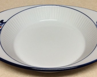 Vintage Dansk Bistro Moribo White Blue Ceramic Oval Baking Casserole/Dish Made In Japan