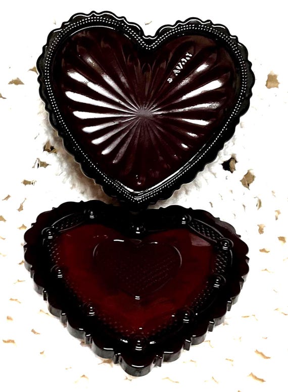 Avon Cape Cod Ruby Red Collection Glass Heart Tri… - image 6