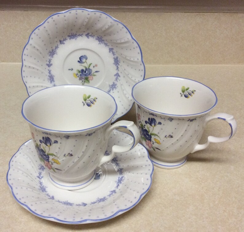 Vintage Nikko Tableware Blue Peony Pattern White Blue Swirled Etsy