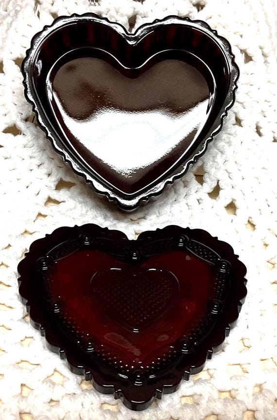 Avon Cape Cod Ruby Red Collection Glass Heart Tri… - image 7