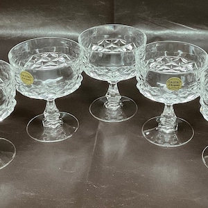 Vintage Crystal D’Arques France Clear Crystal Stemmed Shampagne Coupe/Dessert Cups set Of 5