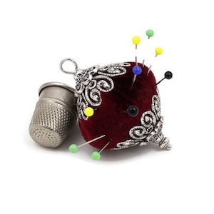 Ciondolo a cuscinetto rotondo per chatelaine, cuscinetto a puntine, colore selezionabile
