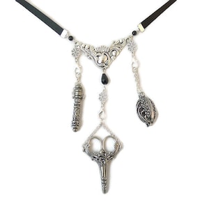 Sewing Chatelaine Necklace black