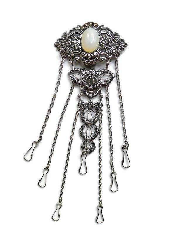 Silver opalite chatelaine without pendant reproduction