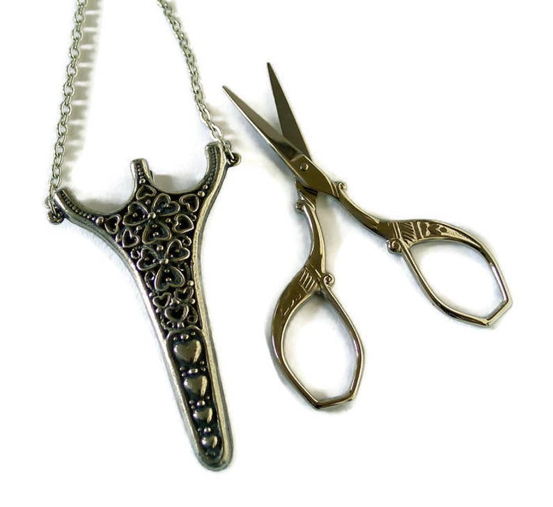 Filigree Large Embroidery Scissors With Cover on a Chain Etsy