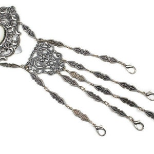 Chatelaine- silver plated with 5 hooks and stone of your choice