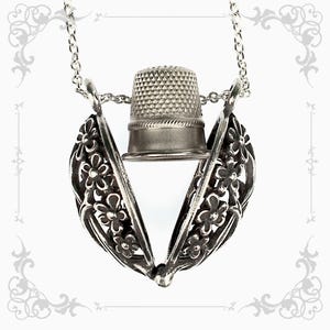 rococo Thimble cage/ thimble holder from antique pewter