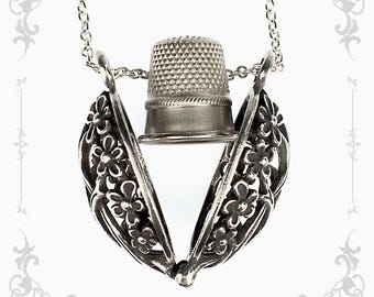 rococo Thimble cage/ thimble holder from antique pewter