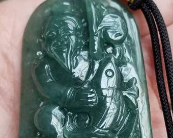 Jade Pendant Carving; Certified Natural Untreated Jadeite Jade Pendant; Type A Green Burmese Jade Pendant; Approx. 223 Carats