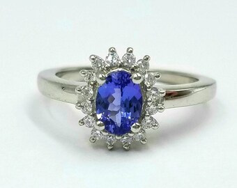 Tanzanite Ring; Natural Tanzanite, 0.82 Carats; Sterling Silver