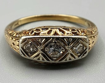 Art Deco Diamond Ring; 14k gold; D=0.20; 2.48g; Size US 6.5; Box in photos - not included