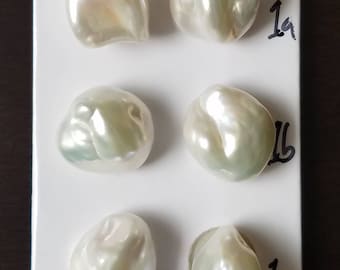 Lot of 3 pairs of keshi pearls, 12-13mm AAA white keshi pearl pairs, freshwater pearl for earrings