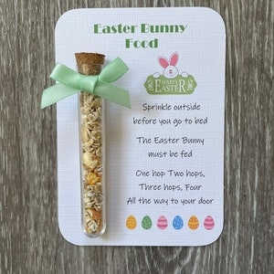 Magic Easter Bunny food tube with card and poem, Easter gift (GREEN BOW) please check the size!!