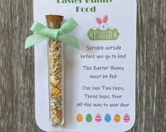 Magic Easter Bunny food tube with card and poem, Easter gift (GREEN BOW) please check the size!!