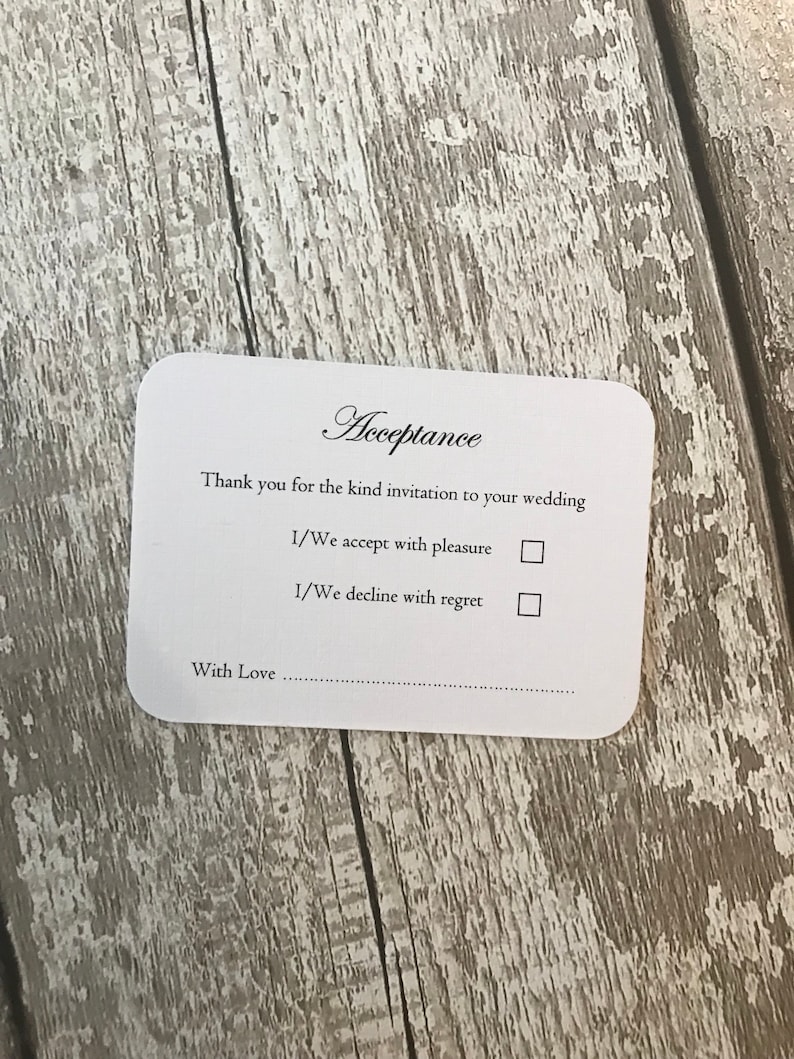 Wedding acceptance cards