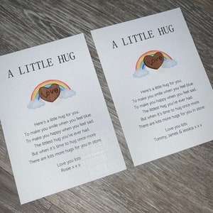 PERSONALISED, A TINY little pocket hug with poem card, isolation gift, miss you, hug token, thinking of you, quarantine gift, heart