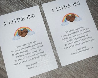 PERSONALISED, A TINY little pocket hug with poem card, isolation gift, miss you, hug token, thinking of you, quarantine gift, heart