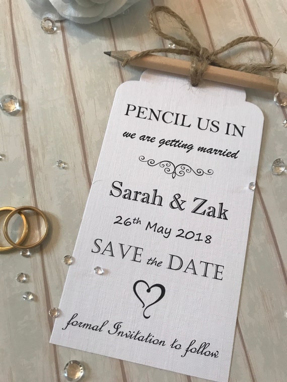 30 Pencil Us In Vintage//Rustic Wedding Save the Date tags,pencil,twine /& magnet