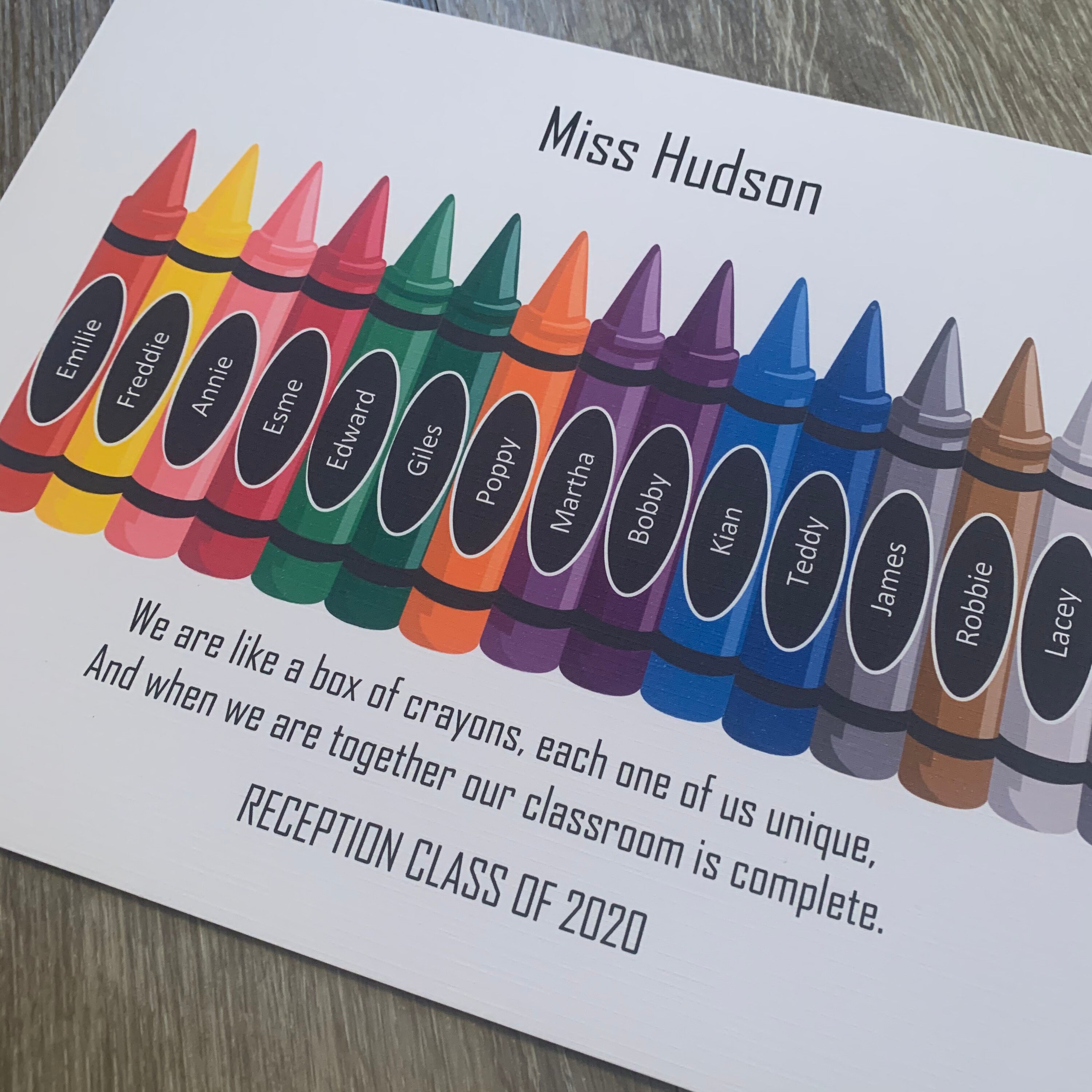 Personalised Teacher Crayon Print Teacher Gift Present End Etsy UK