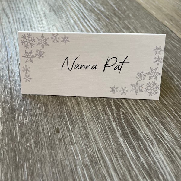 Christmas place cards, christmas dinner, snowflake, icicle, name setting, party