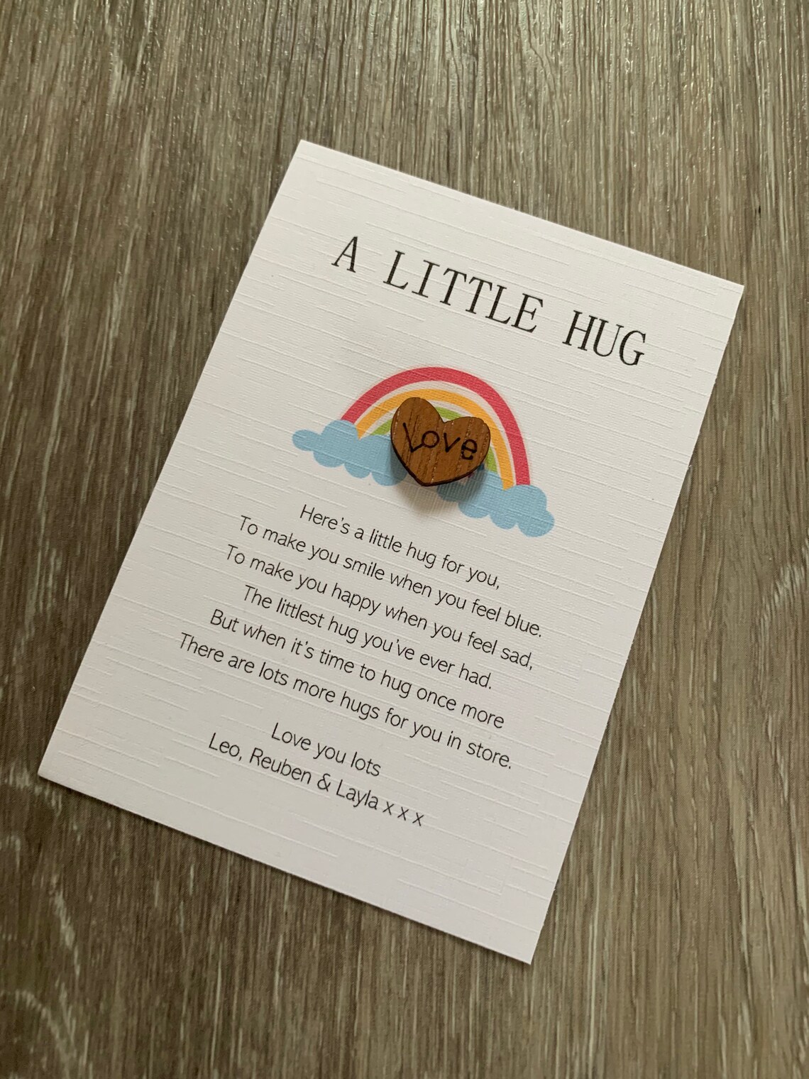 PERSONALISED A TINY little pocket hug with poem card Etsy