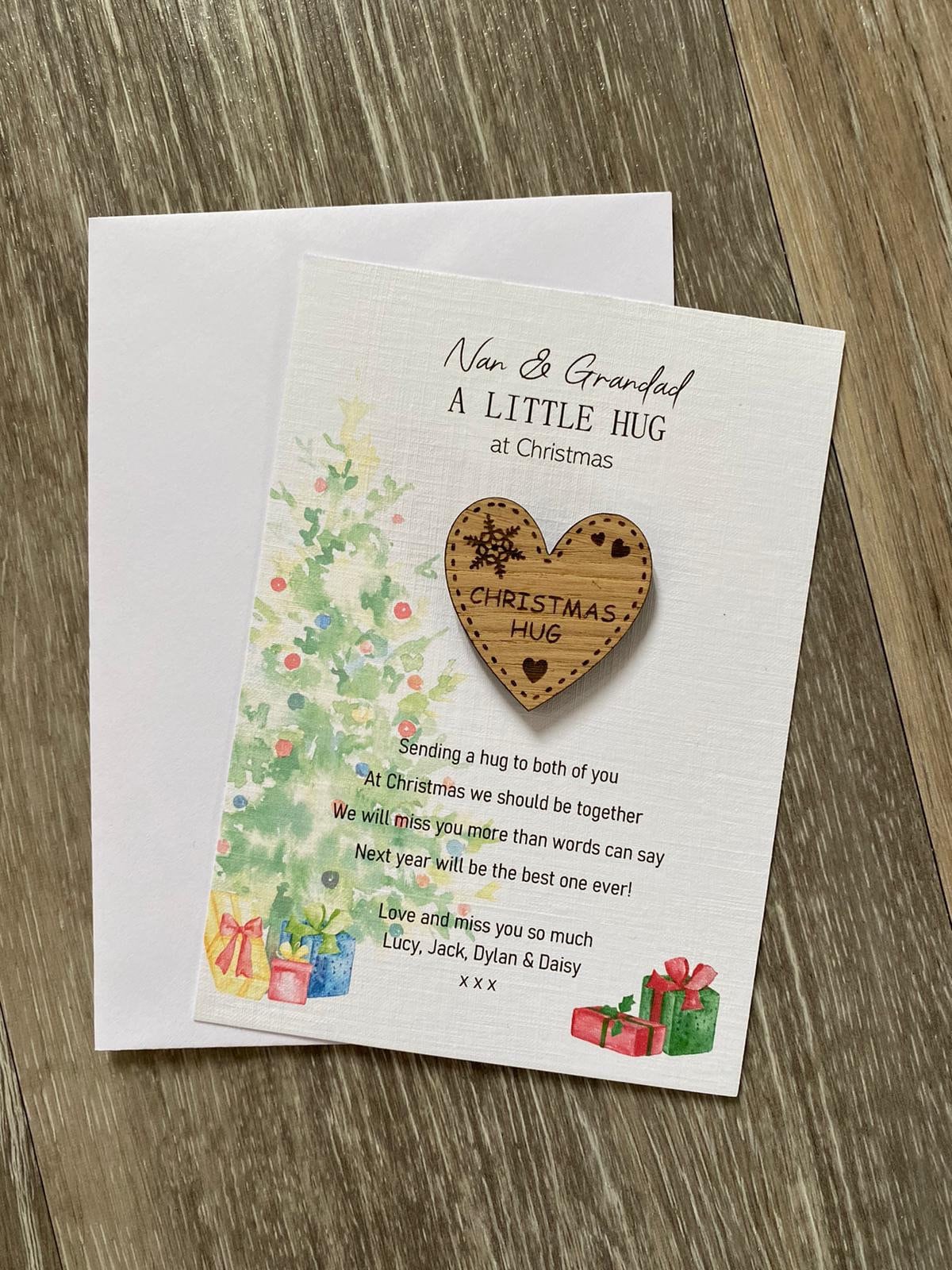 A little christmas Pocket hug with personalised poem card hug | Etsy