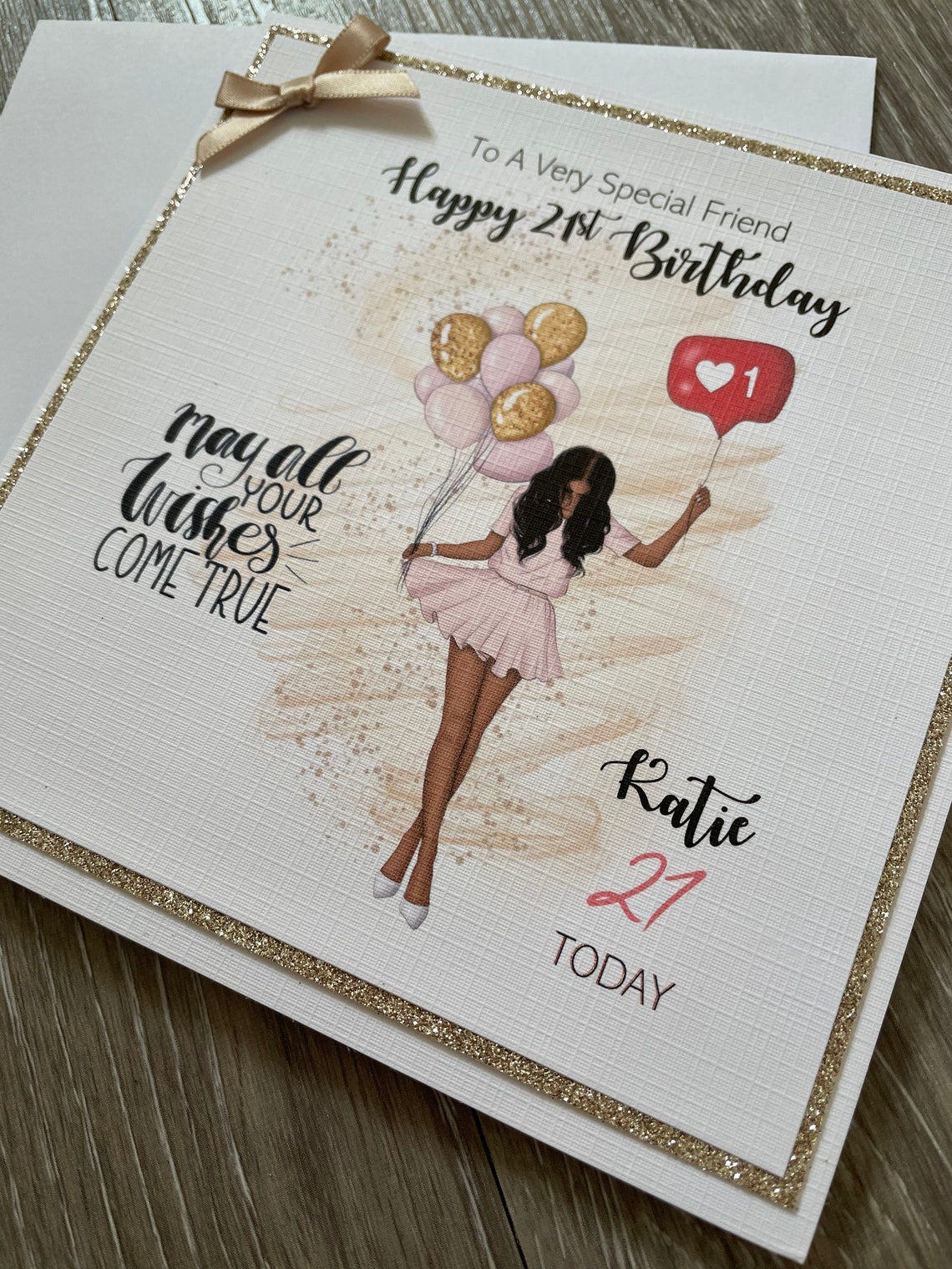 Girly Birthday Card Happy Birthday Party Personalised Card Etsy