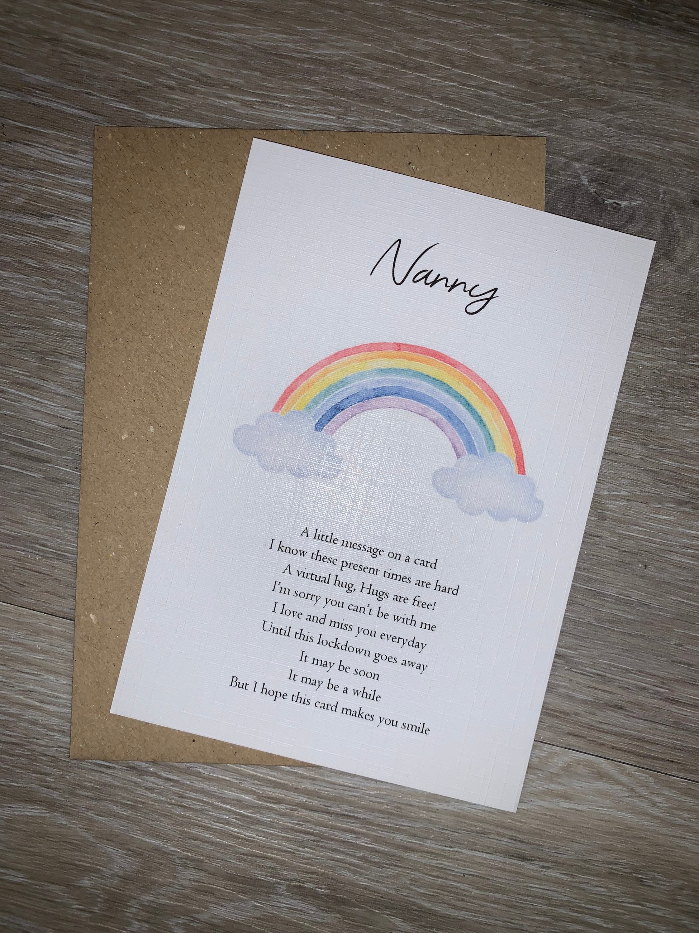 A little hug message on a card personalised poem card | Etsy