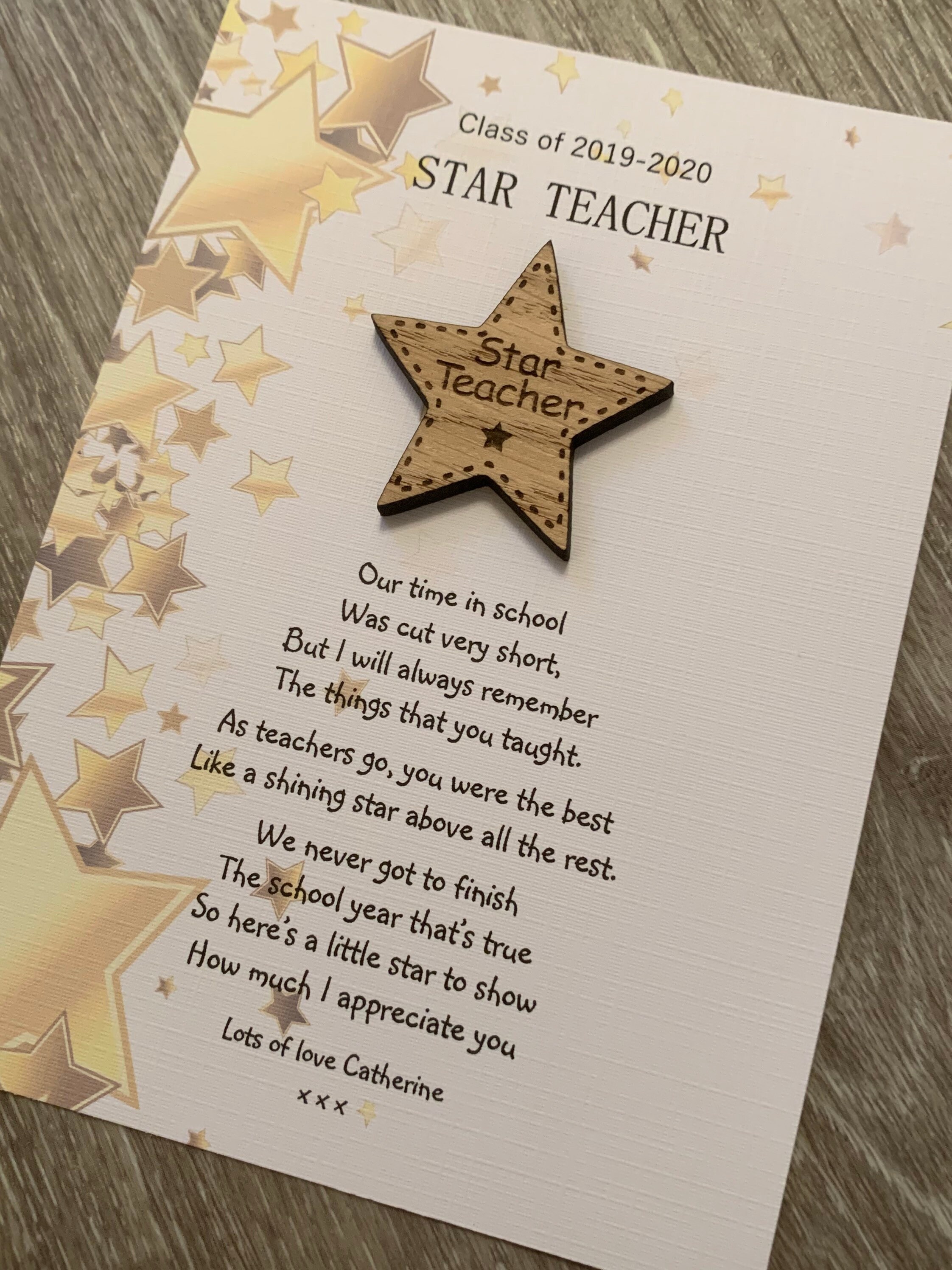 Teacher Pocket Hug Star Teacher Print Poem End of Term - Etsy