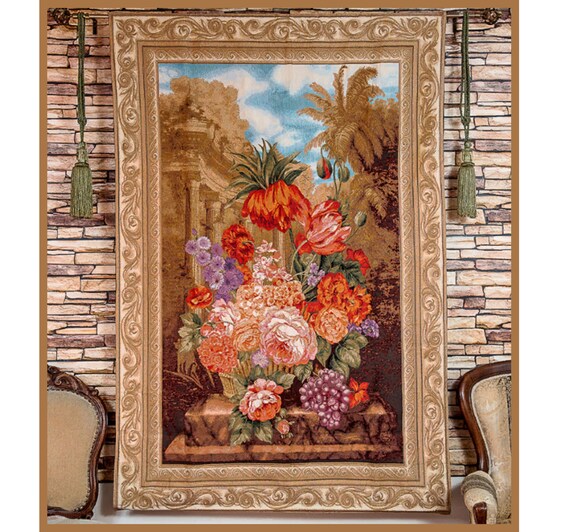 large floral tapestry