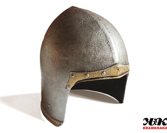 Toy Bascinet helmet - plastic replica of a medieval helmet [ play knight Europe war warrior cosplay outdoor fun history France ]