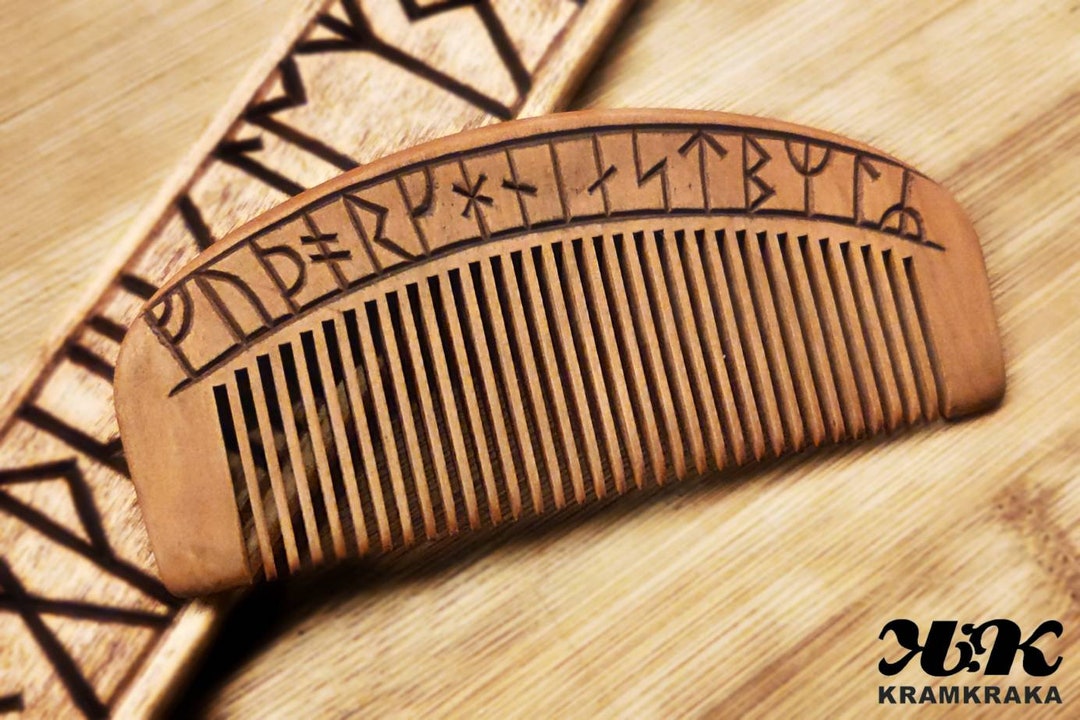 Futhark Comb for the Beard Wooden Hand-decorated in the Style of ...