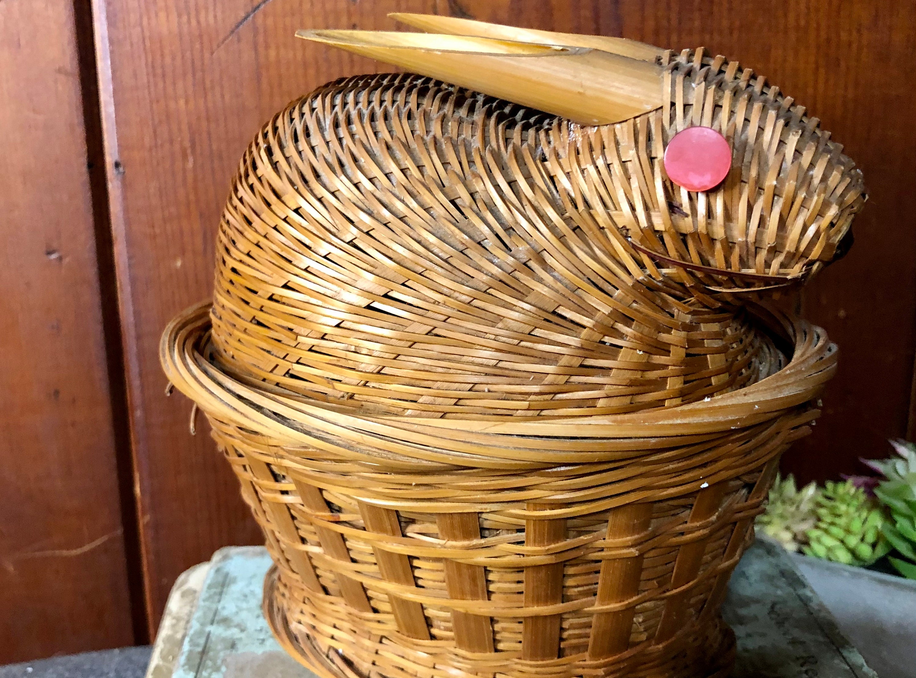 Adorable Wicker Bunny Basket / Unique Storage / Jungalow Decor Etsy