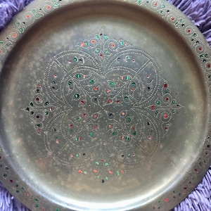 Unique Brass Plate Flecked with Stones