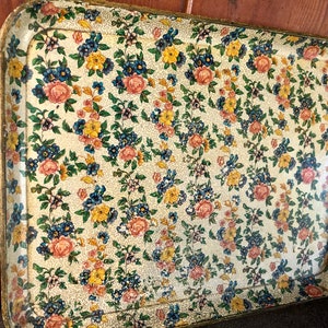 Pretty Floral Serving Tray / Highmount Alcohol Proof / Flower Vanity Boudoir Dresser Tray / Shabby Chic Decor
