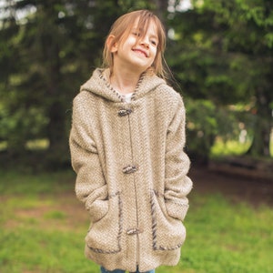 Children&#39;s woolen coat with viscose lining, hood and welt pockets, Kids wool coat, Stylish kids wool overcoat